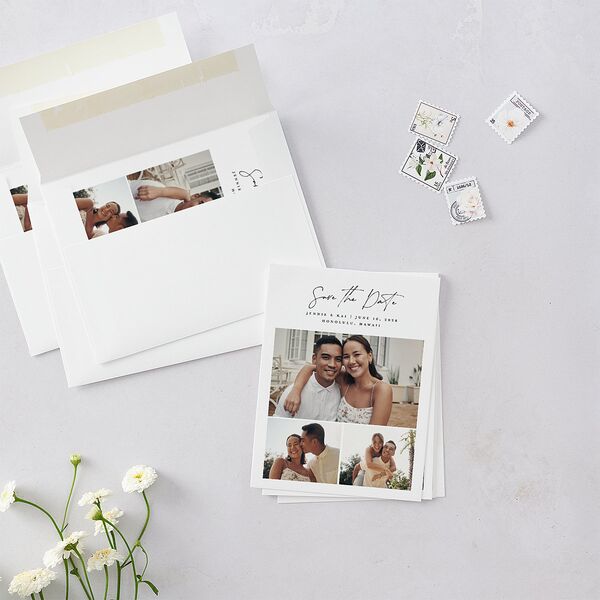 Simple Pampas Save the Date Petite Cards Pure White Signature smooth Blank No