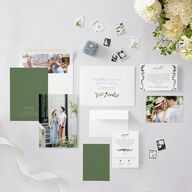 Simple Vine Save the Date Cards Deep Olive Signature smooth Blank No