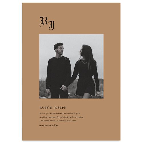 Minimalist Gothic Photo Wedding Invitations Copper Signature Blank No Standard