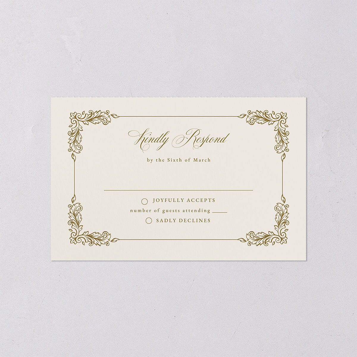 Black Tie Crest All-in-One Wedding Invitations Umber Signature Light Both Recipient and Return Addresses No