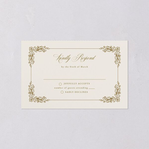 Black Tie Crest All-in-One Wedding Invitations Umber Signature Light Both Recipient and Return Addresses No