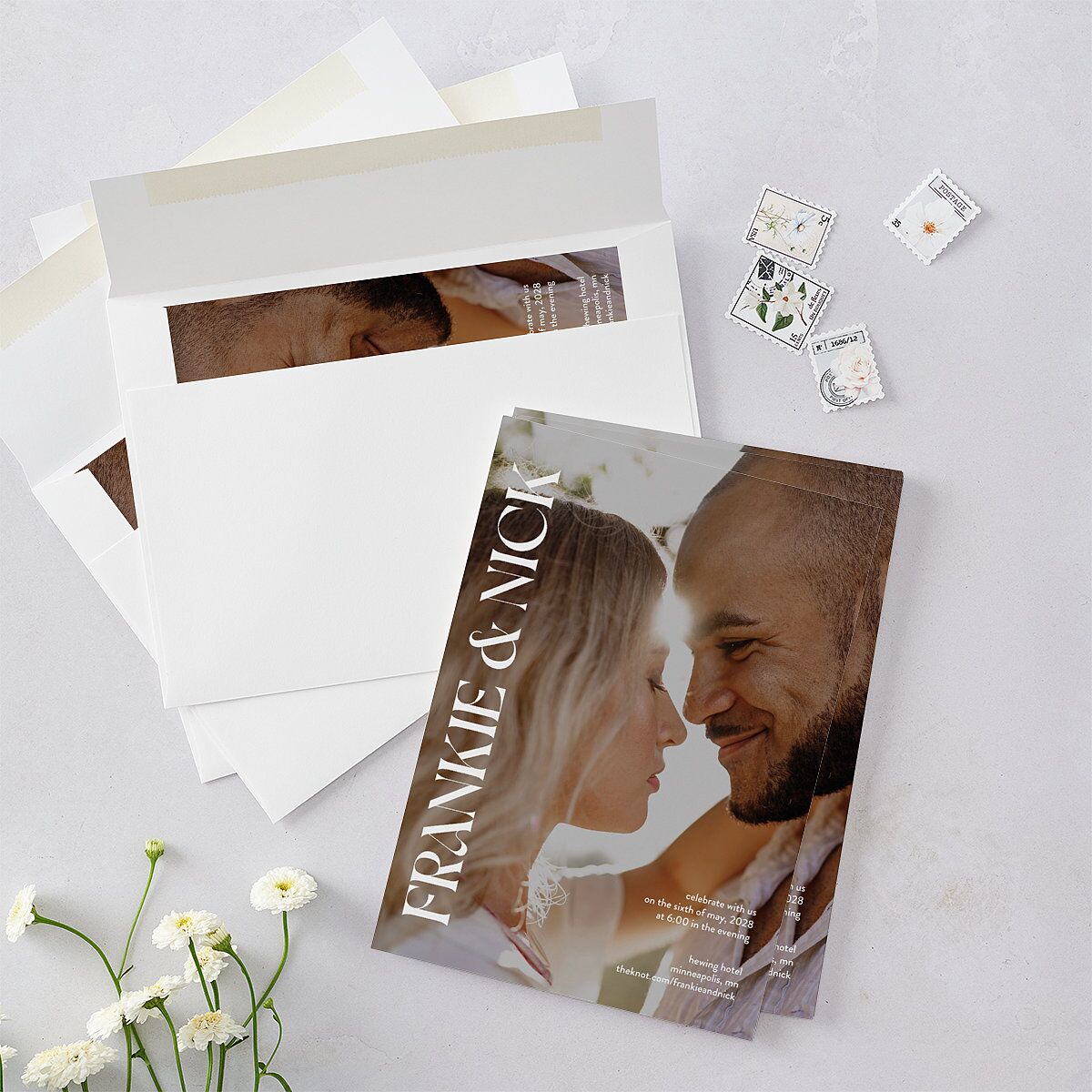 Checked Wedding Invitations Taupe Signature Blank No Standard
