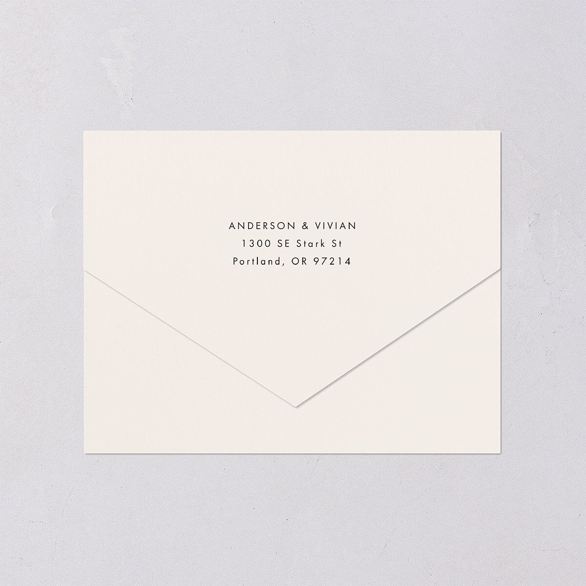 Simply Script All-in-One Wedding Invitations Linen Signature Light Both Recipient and Return Addresses No
