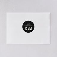 Vintage Art Deco Photo Wedding Stickers Off-White Circle
