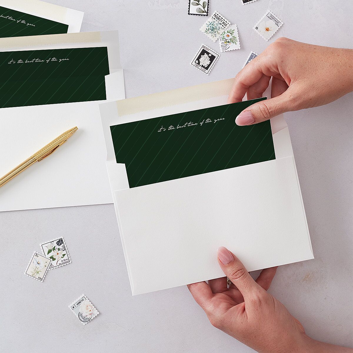 Romantic Gallery Holiday Envelope Liners Emerald Standard