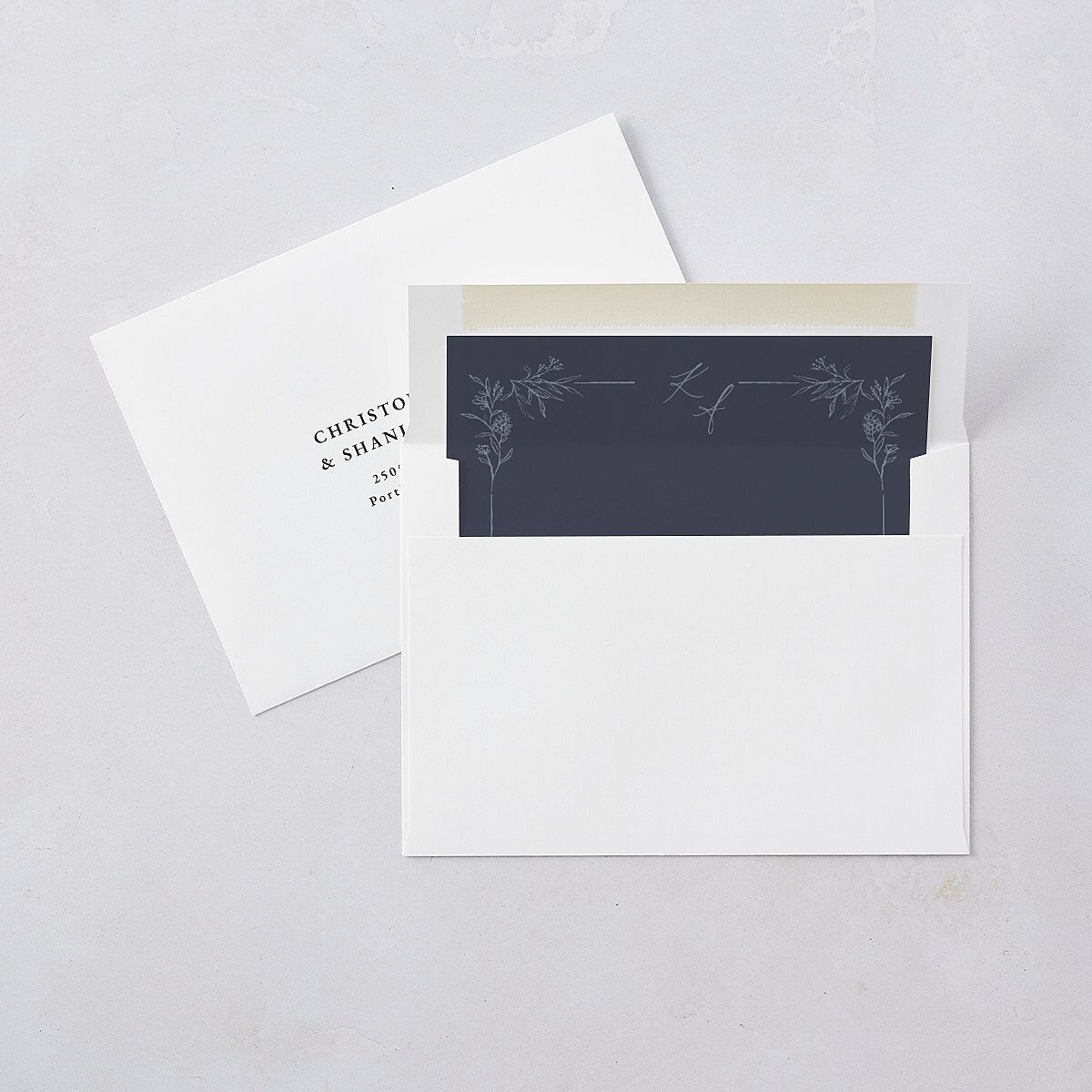 Romantic Branches Envelope Liners Navy Standard