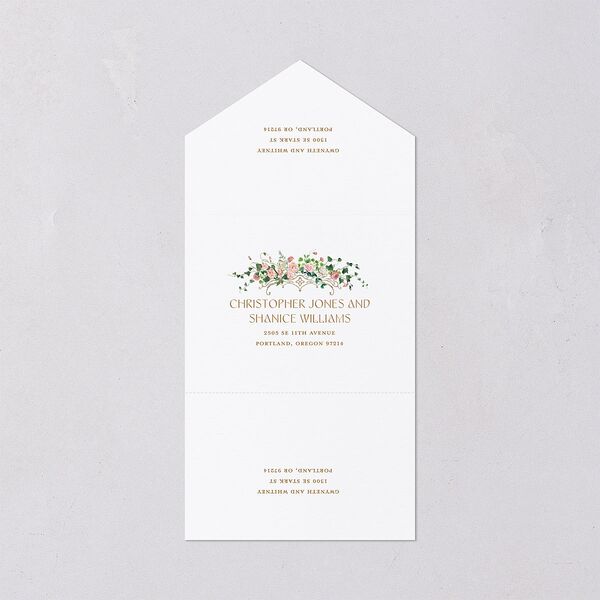 Fairytale Garden All-in-One Wedding Invitations Sage Signature Light Both Recipient and Return Addresses No