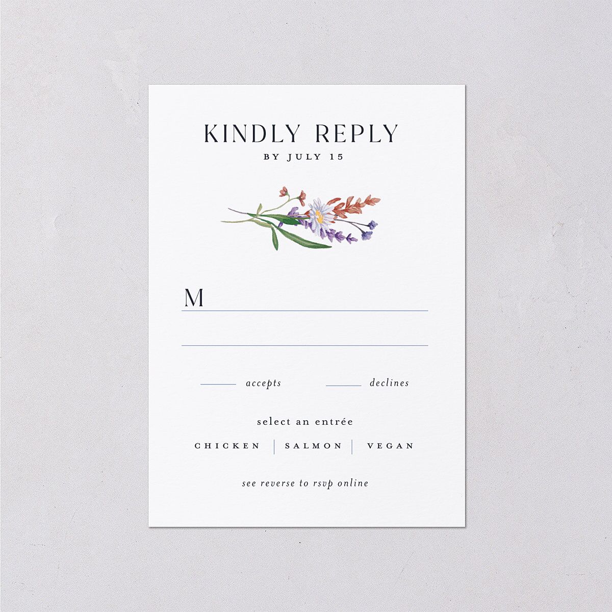 Mountain Wildflowers Wedding Response Cards — view 1