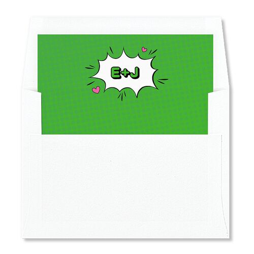 Comic Book Love Story Envelope Liners Lime Standard