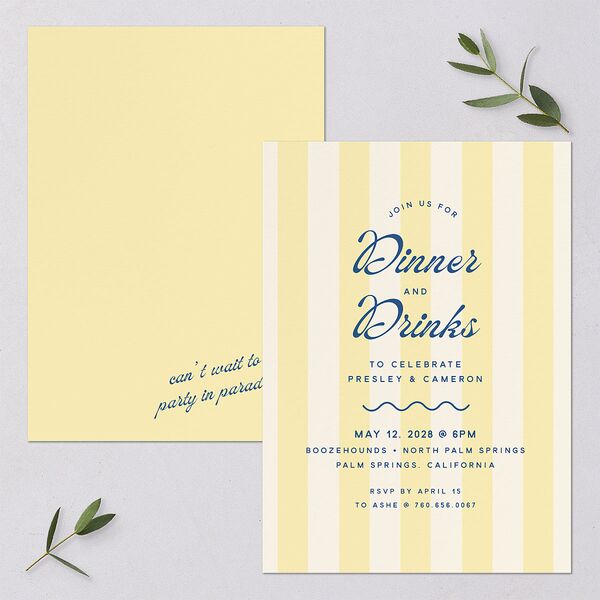 Cabana Stripes Rehearsal Dinner Invitations Lemon Signature Blank Standard