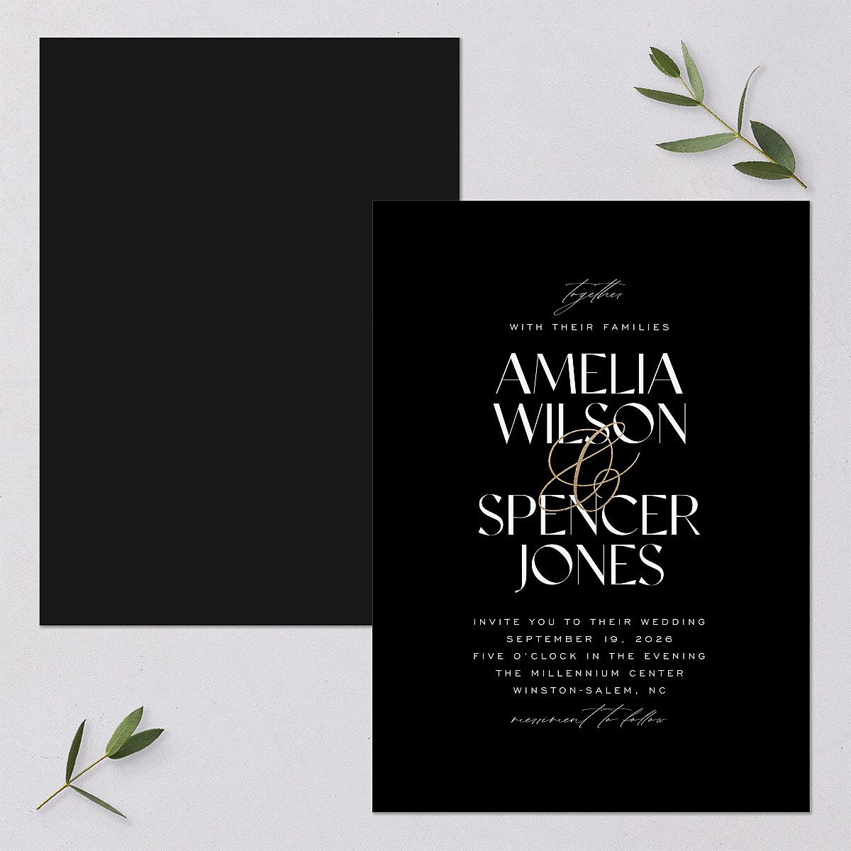 Together Wedding Invitations Gold Licorice Signature Blank No Standard
