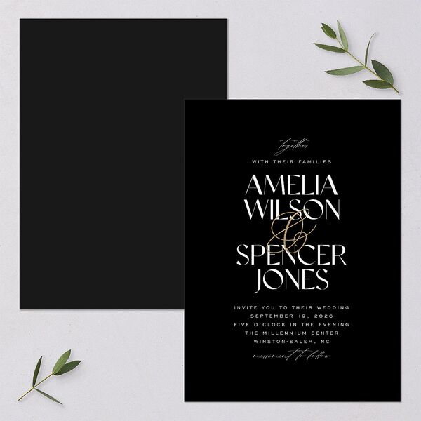 Together Wedding Invitations Gold Licorice Signature Blank No Standard