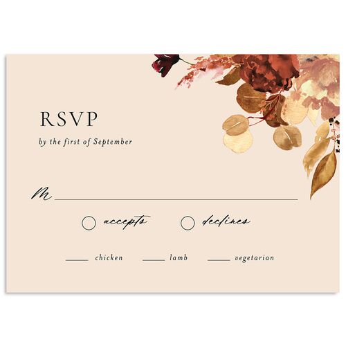 Timeless Bouquet Wedding Response Cards Chocolate Signature Standard