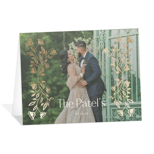 Rustic Nouveau Thank You Cards Gold Hunter Green