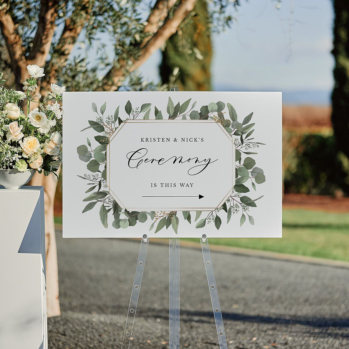 Eucalyptus Frame Standard Direction Sign Large Pure White Standard Indoor Foam Core L Direction