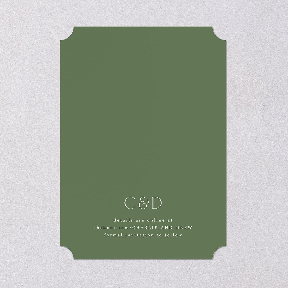 Simple Vine Save the Date Cards Deep Olive Signature smooth Blank No