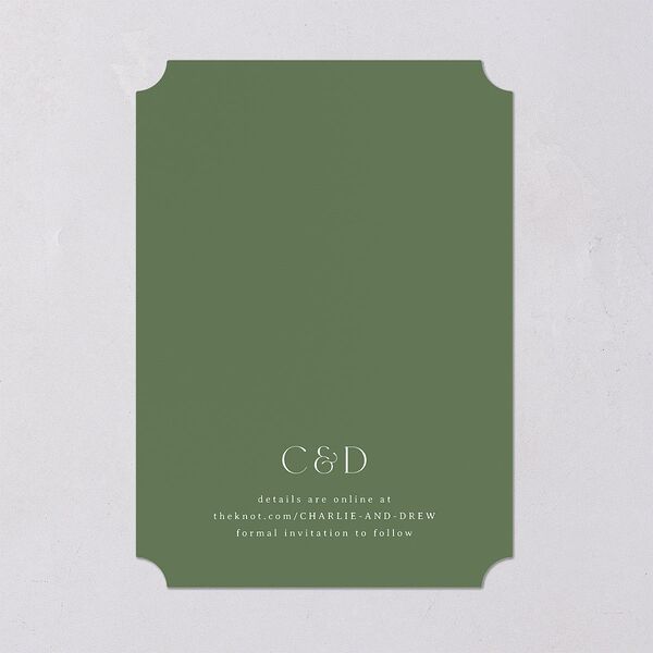 Simple Vine Save the Date Cards Deep Olive Signature smooth Blank No