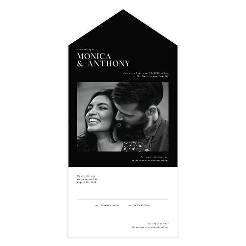 Simple Editorial Photo All-in-One Wedding Invitations Midnight Signature Light Both Recipient and Return Addresses No