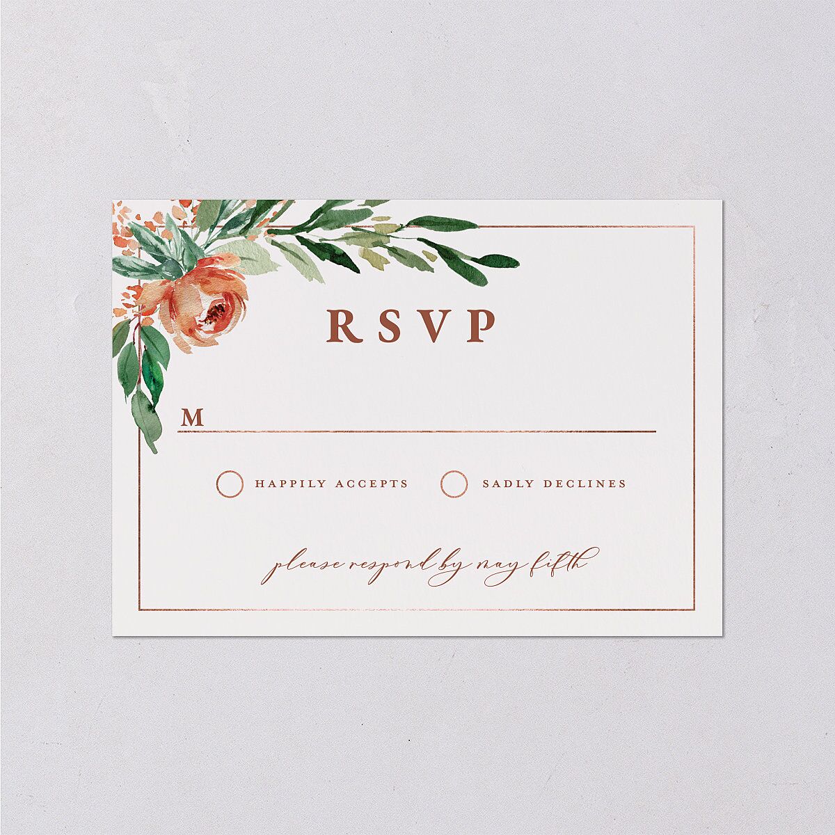 Gilded Botanical Response Card Copper Signature Standard