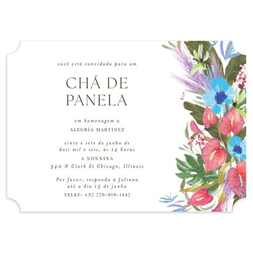 Flores Tropicais Bridal Shower Invitations Cruise Signature Blank Ticket