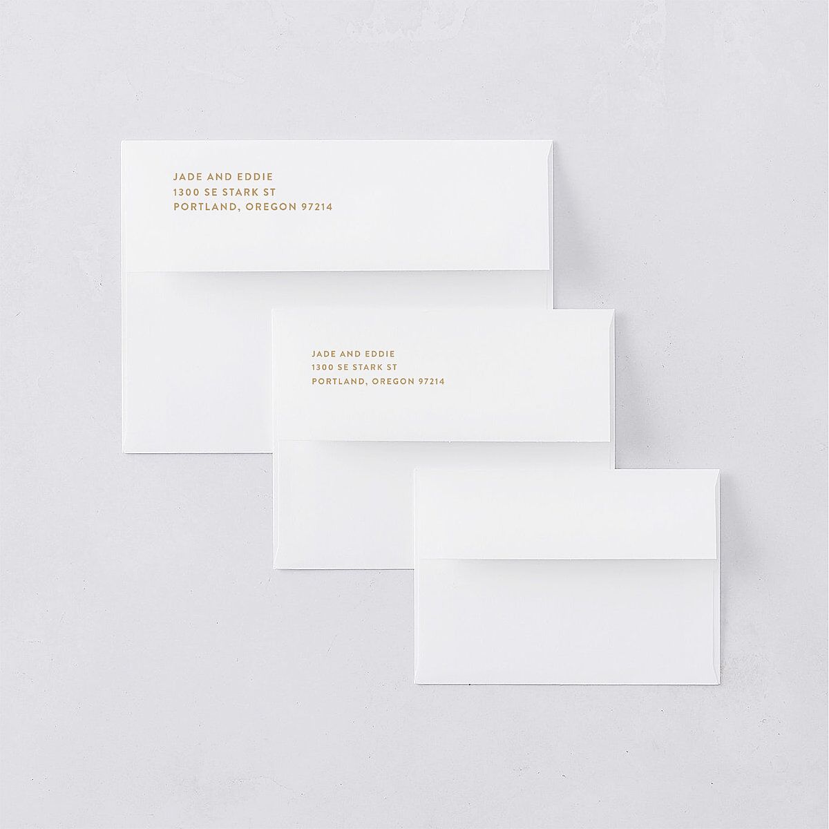 Nostalgic Save The Date Card Envelopes White Tan Both Recipient and Return Addresses Signature Standard