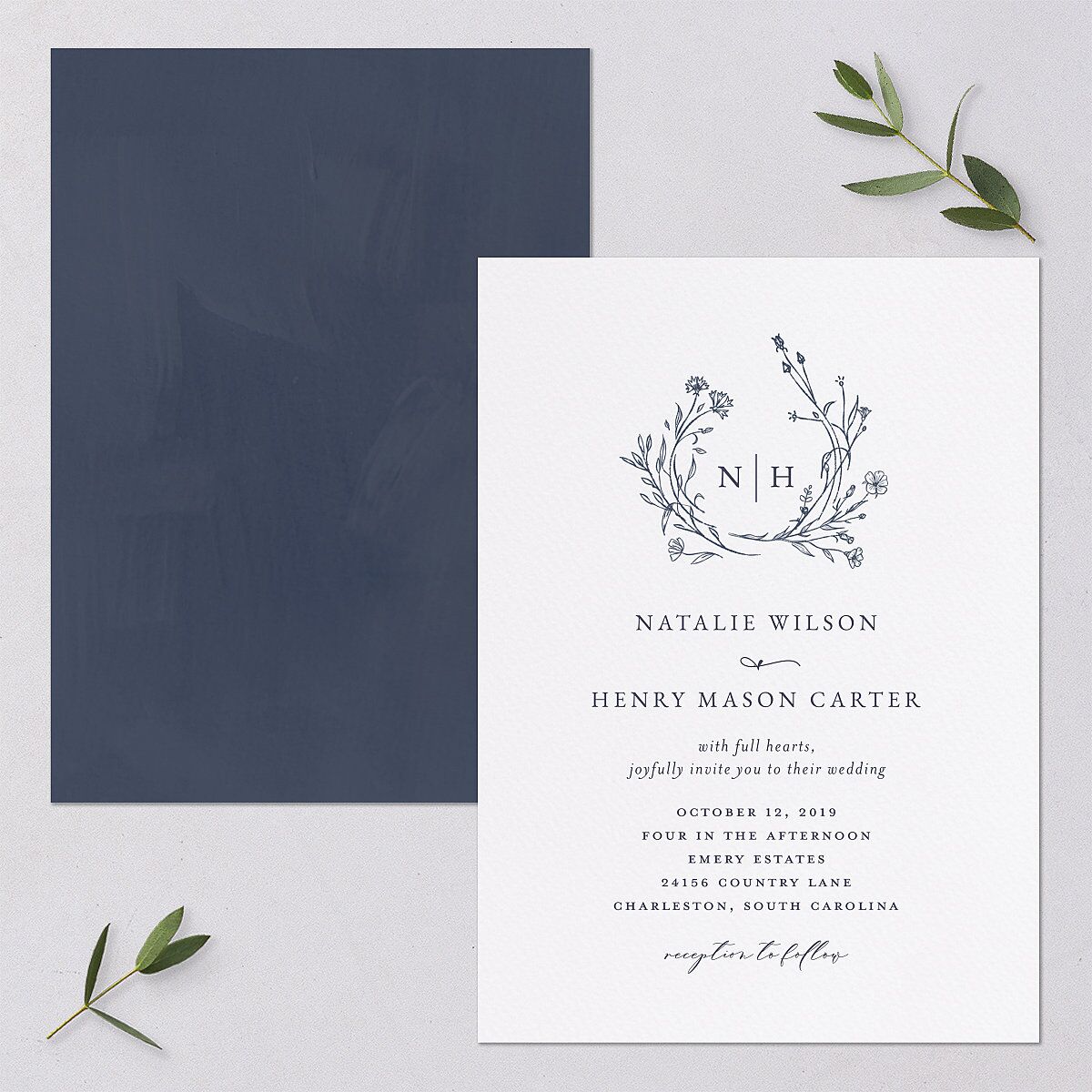 Natural Monogram Wedding Invitations — view 1