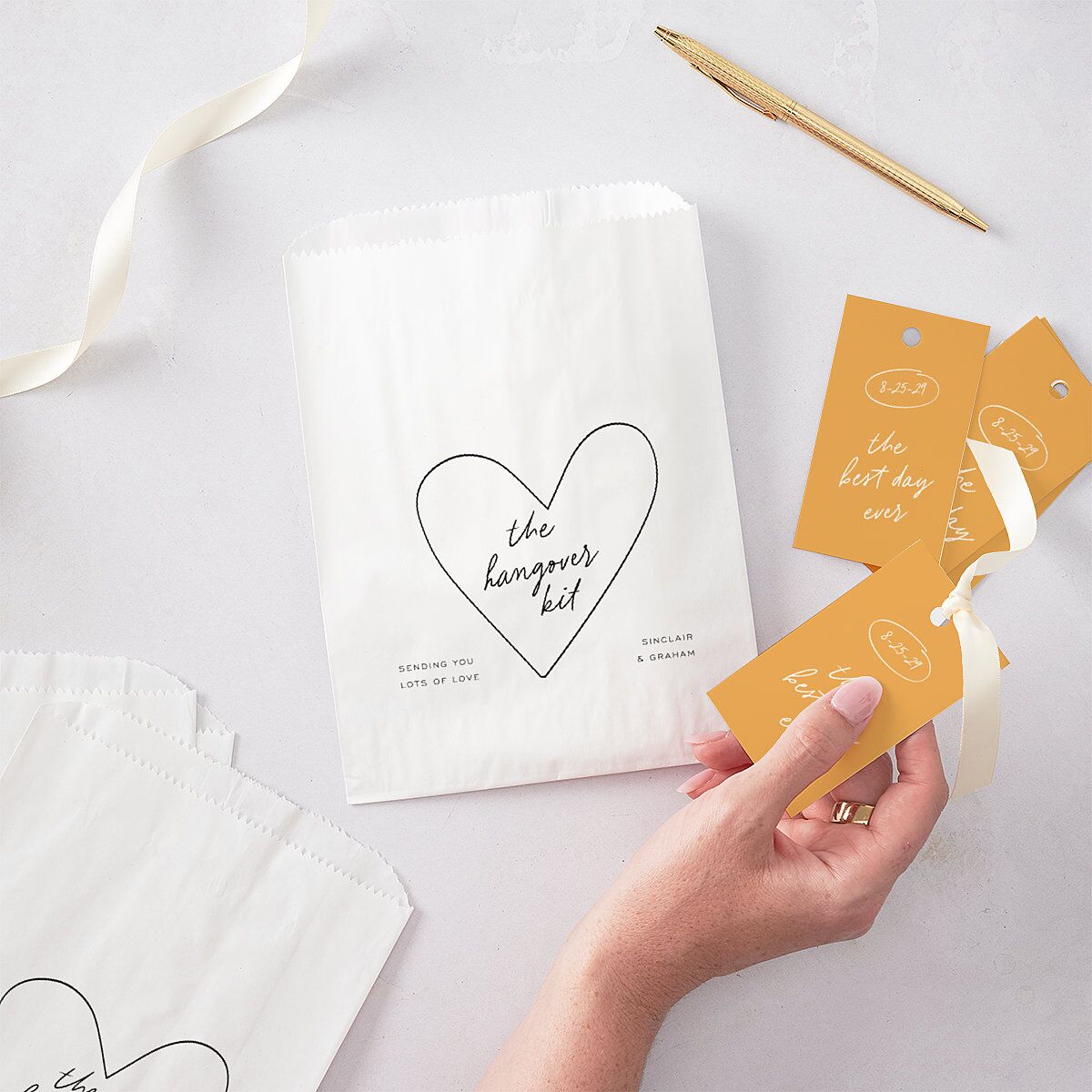 Sunny Day Modern Script Favor Gift Tags Pure White Signature