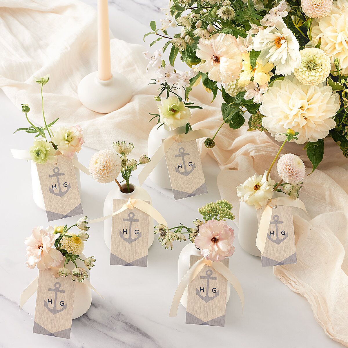 Vintage Nautical Favor Gift Tags French Blue Signature