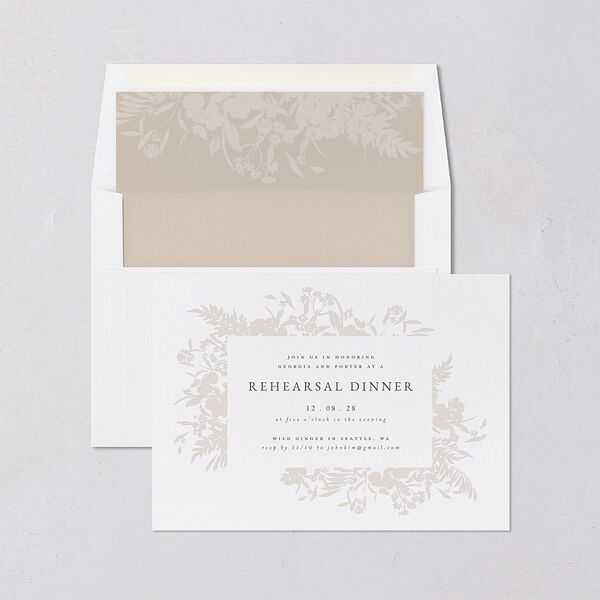 Glistening Garden Rehearsal Dinner Invitations Linen Signature Blank Standard