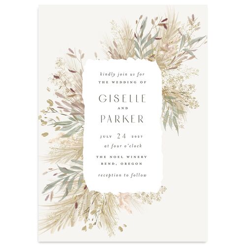 Ethereal Pampas Wedding Invitations Gold Thyme Signature Blank No Standard
