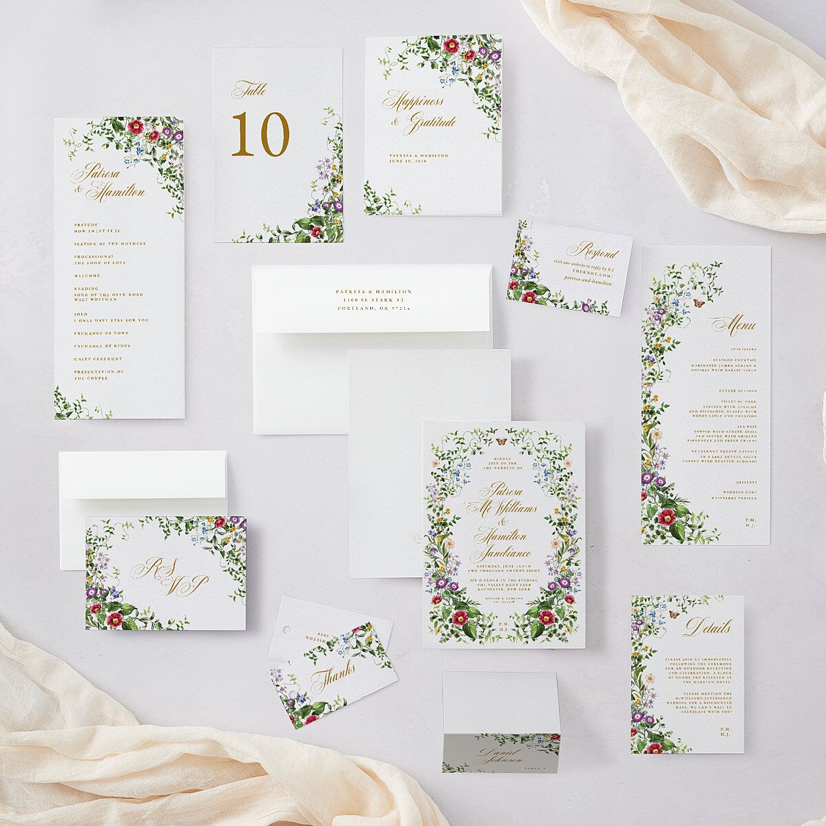 Opulent Garden Wedding Invitations Scottish Green Signature Blank No Standard