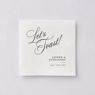 We're Engaged Calligraphy Engagement Party Cocktail Napkins Champagne Napkin Uncoined