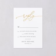 Romantic Calligraphy Foil Wedding Response Cards Gold  Signature