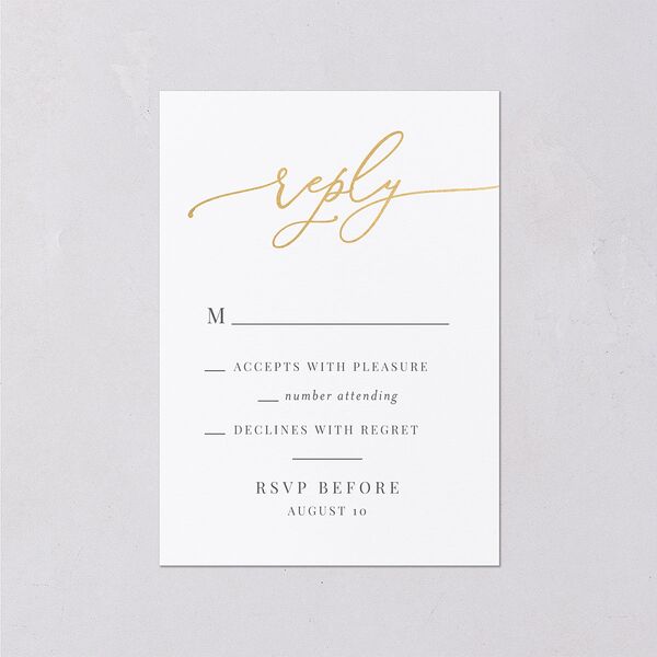 Romantic Calligraphy Foil Wedding Response Cards Gold  Signature