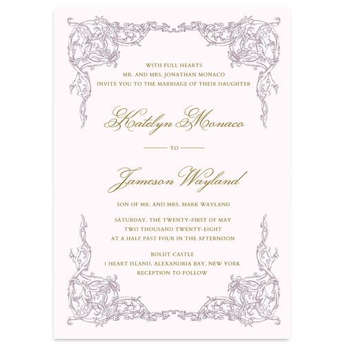 Romantic Rococo Wedding Invitations Purple Haze Signature Blank No Standard