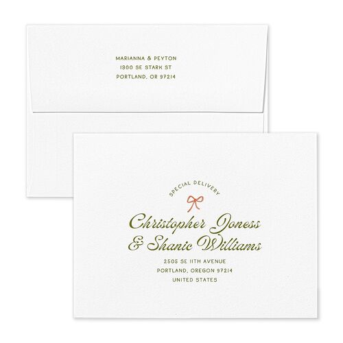 Whimsical Drawn Flowers Save the Date Petite Card Envelopes White Thyme Both Recipient and Return Addresses Signature Standard