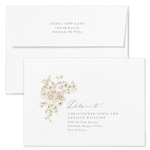 Luxury Floral Archway Wedding Invitation Envelopes White Dijon Both Recipient and Return Addresses Standard Signature