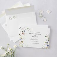 Glistening Wildflower Bridal Shower Invitations Pure White Signature Blank Standard