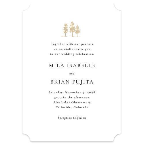 Aspen Wedding Invitations Gold Pure White Signature Blank No Ticket