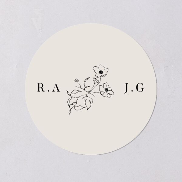 Elegant Minimal Wedding Stickers Champagne Circle