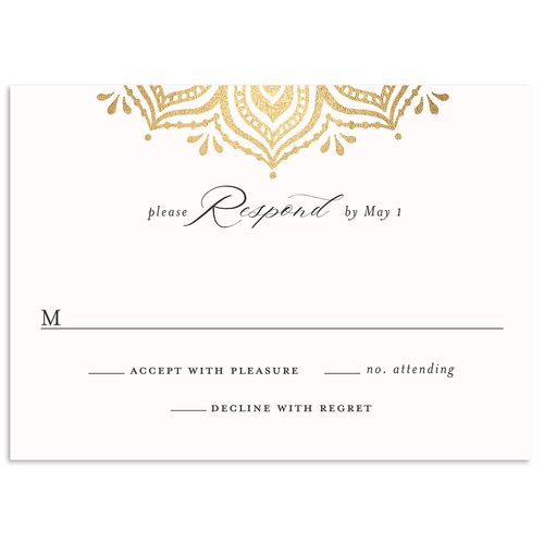 Indian Gilded Adornment Wedding Response Cards Gold Charcoal Signature Standard