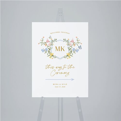 Fairytale Wildflower Crest Standard Direction Sign Medium Daffodil Standard Indoor Foam Core M Direction
