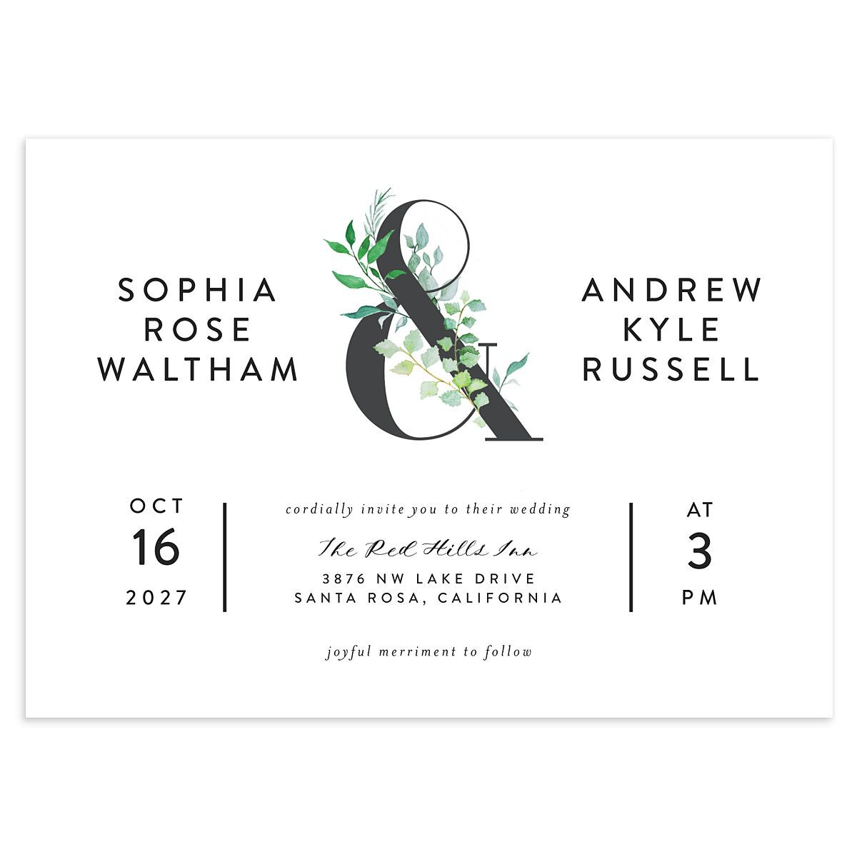 Leafy Ampersand Wedding Invitations