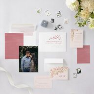 Cherry Blossoms Save The Date Cards Gold Soft Pink Signature smooth Blank No Standard