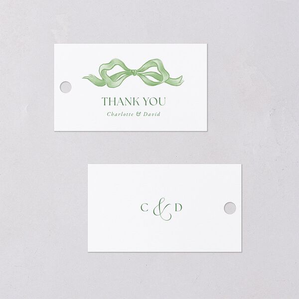 Vintage Bow Favor Gift Tags Jewel Green Signature
