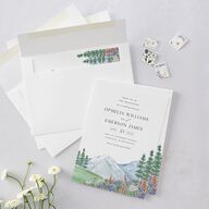 Mountain Wildflowers Wedding Invitations Dusty Blue Signature Blank No Standard