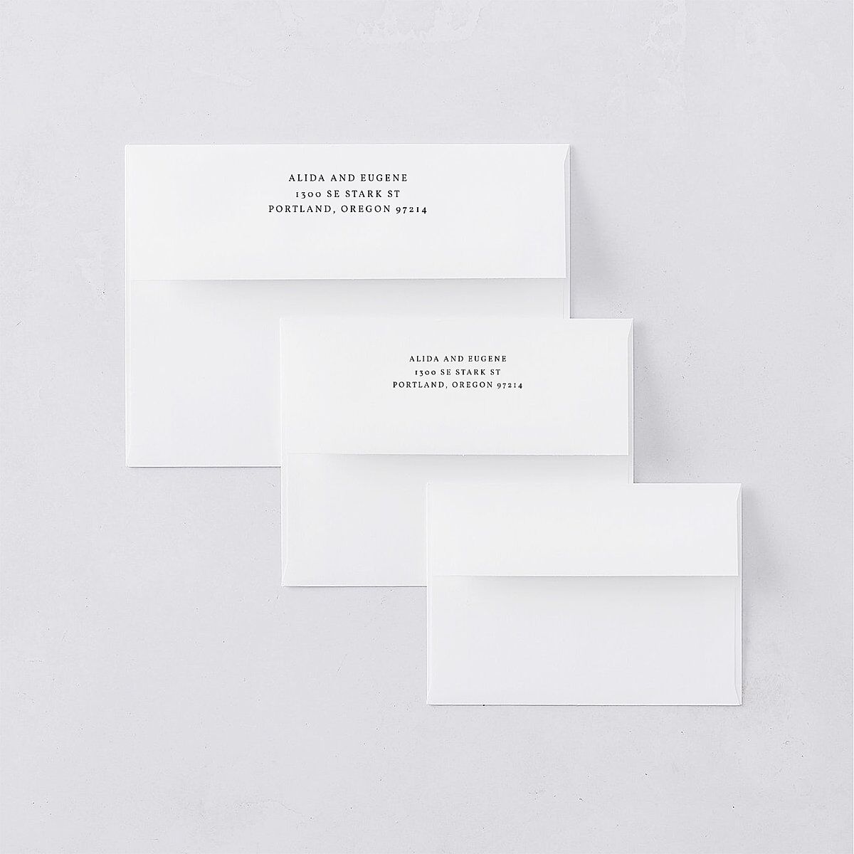 Pressed Flowers Rehearsal Dinner Invitation Envelopes White Regency Blue Both Recipient and Return Addresses Signature Standard