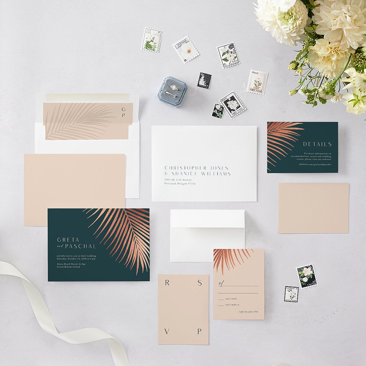 Lavish Palm Wedding Invitations — view 5