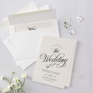 Elegant Hollywood Calligraphy Wedding Invitations Linen Signature Blank No Standard
