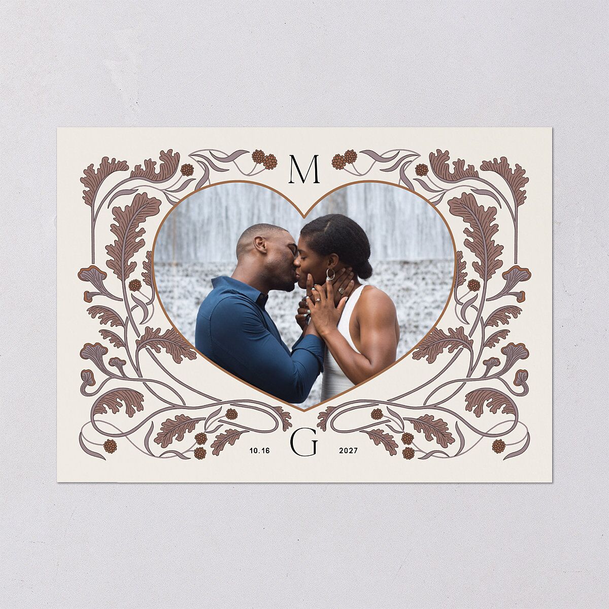 Climbing Leaves Save the Date Cards Copper Signature smooth Blank No